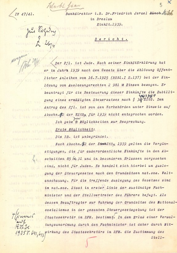 erste Seite des Berichts von RFH-Richter Robert Fleischmann