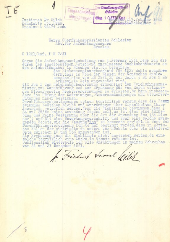 Rechtsbeschwerde von Dr. Friedrich Milch